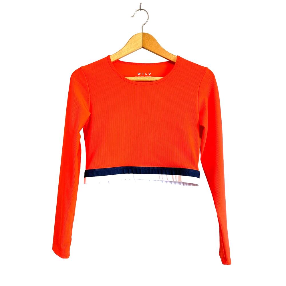 Wilo The Label Austrailia Orange Crop Top Long Sleeve Large Indie Sleaze Retro - Picture 2 of 6